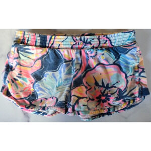 Lilly Pulitzer Girl Ceclie Shorts Small 4 5 Nautical Blue Pink Floral Print Boho